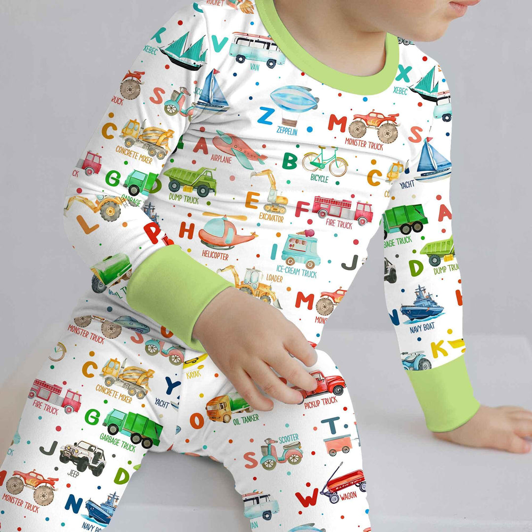 Transportation Alphabet Two Piece Long Sleeve Pajama Set