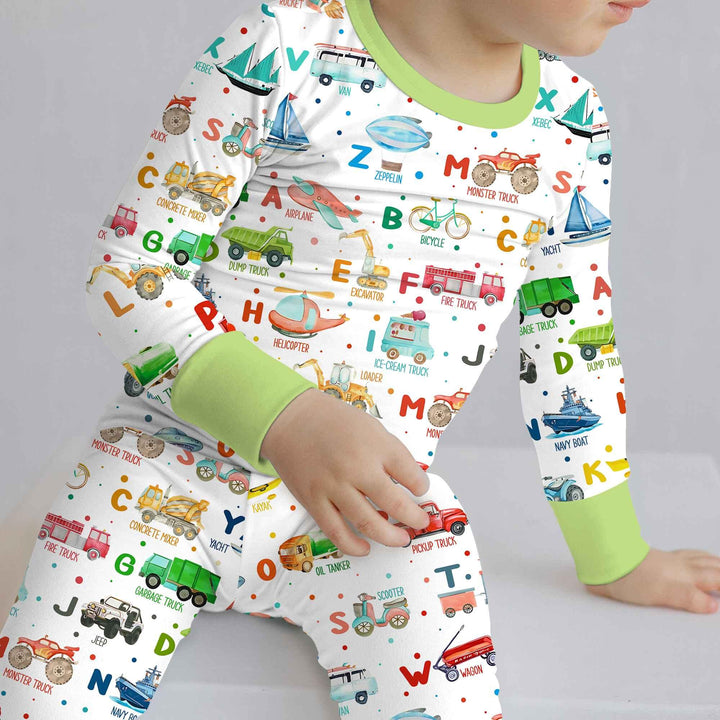 Transportation Alphabet Two Piece Long Sleeve Pajama Set