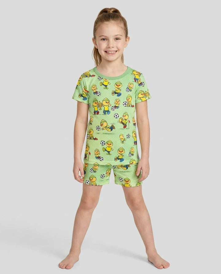 Brasil Soccer Fan Family Matching Bamboo Two Piece Short Sleeve Shorts Pajama Set