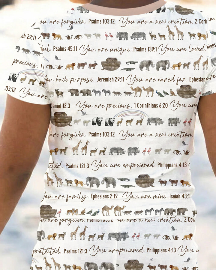 Conjunto de pijama de dos piezas de manga corta de bambú del Arca de Noé bíblica