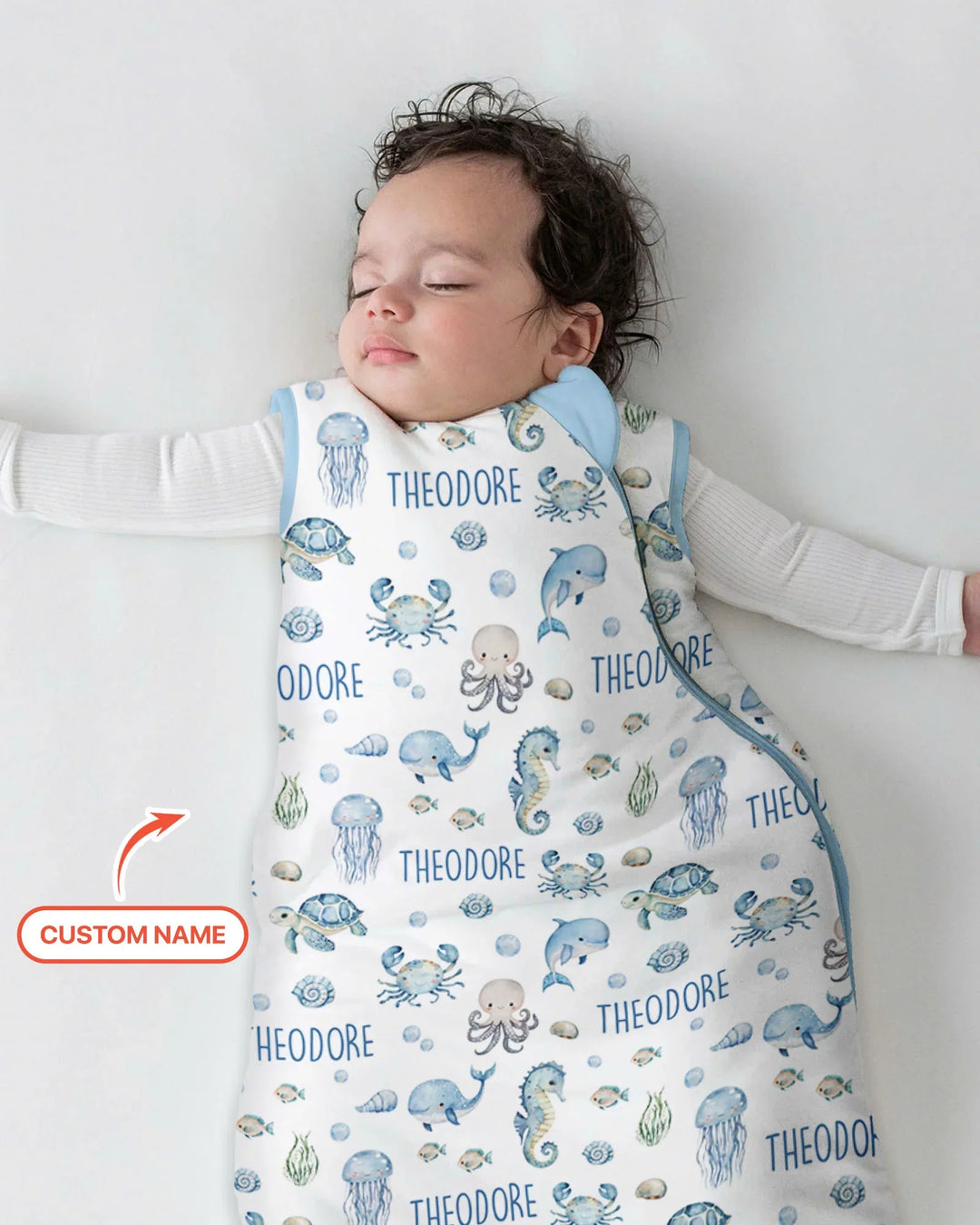 Custom Name Ocean Friends  Bamboo Sleep Bag