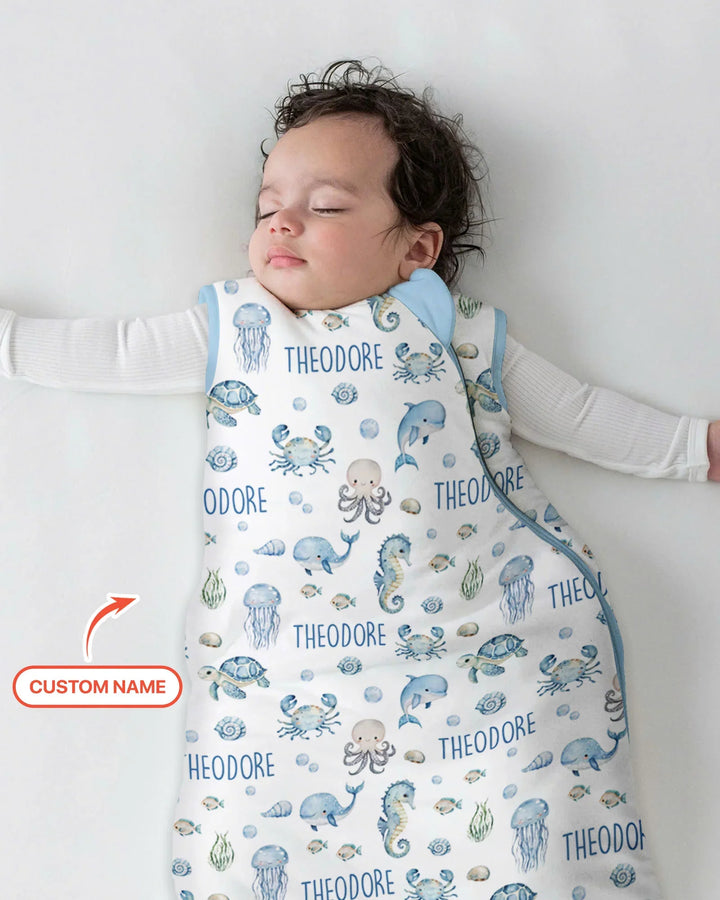 Custom Name Ocean Friends  Bamboo Sleep Bag