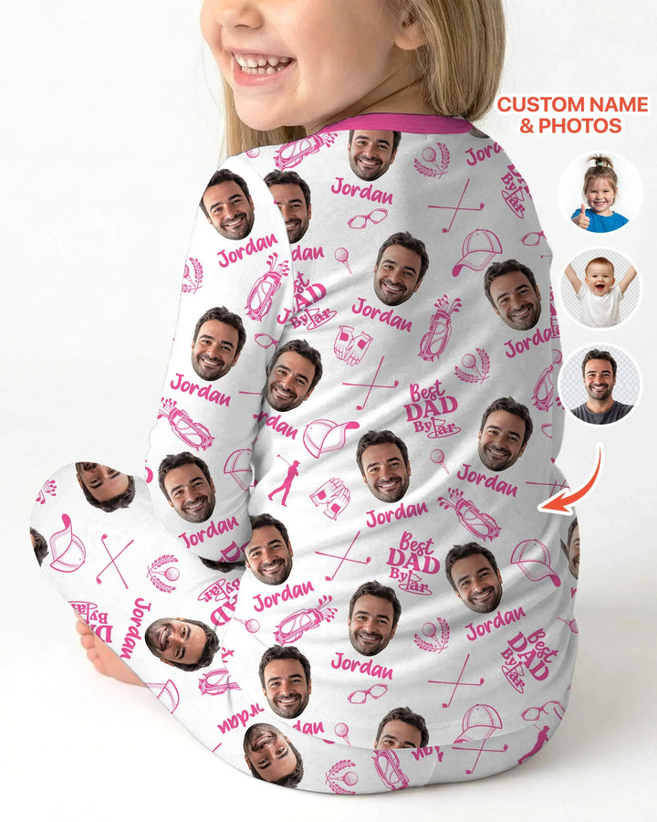 Custom Photo Best Dad By Par Bamboo Two Piece Long Sleeve Pajama Set