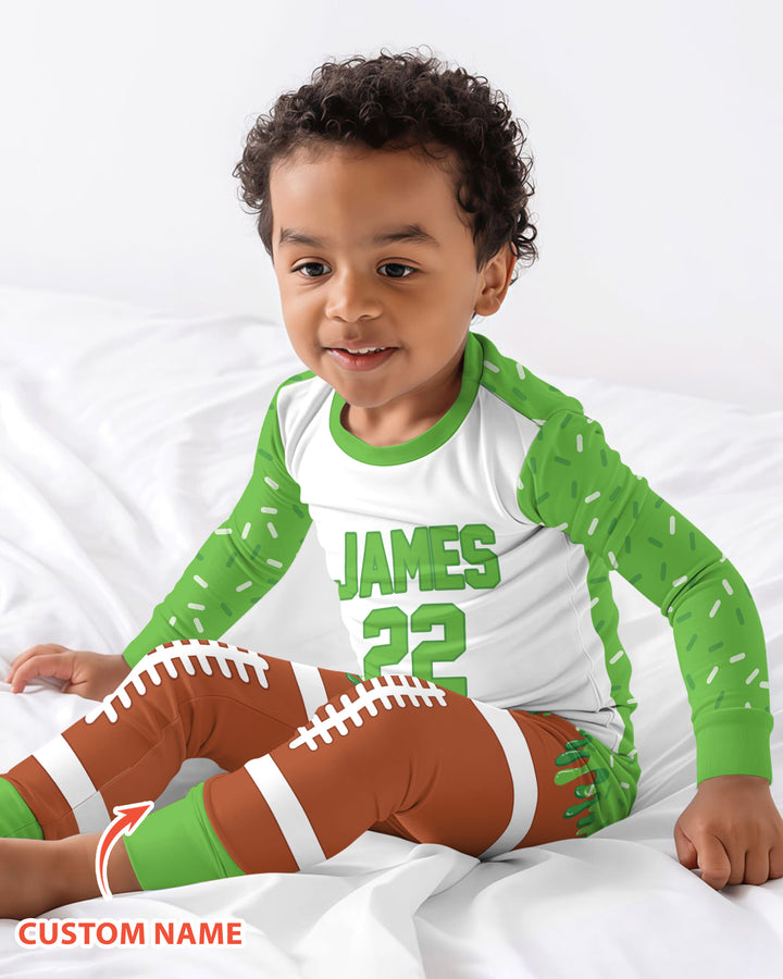 Personalized Dripping Sport Ball Custom Name Number Bamboo Two Piece Long Sleeve Pajama Set