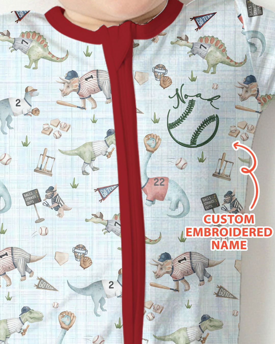 Custom Embroidered Dinosaurs Baseball  Bamboo Convertible Zippy