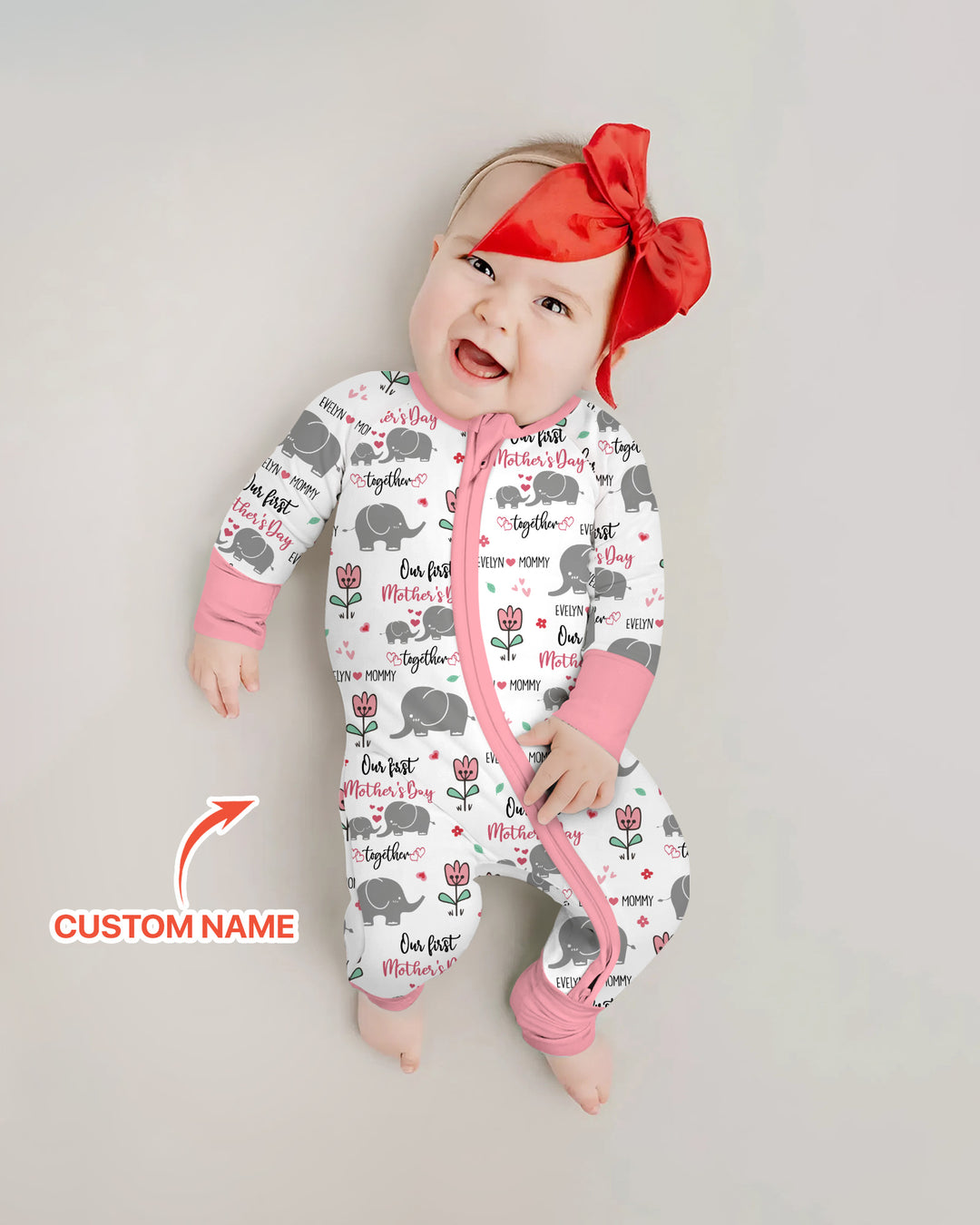 Custom Name Elephant Our First Mother's Day Convertible Zippy