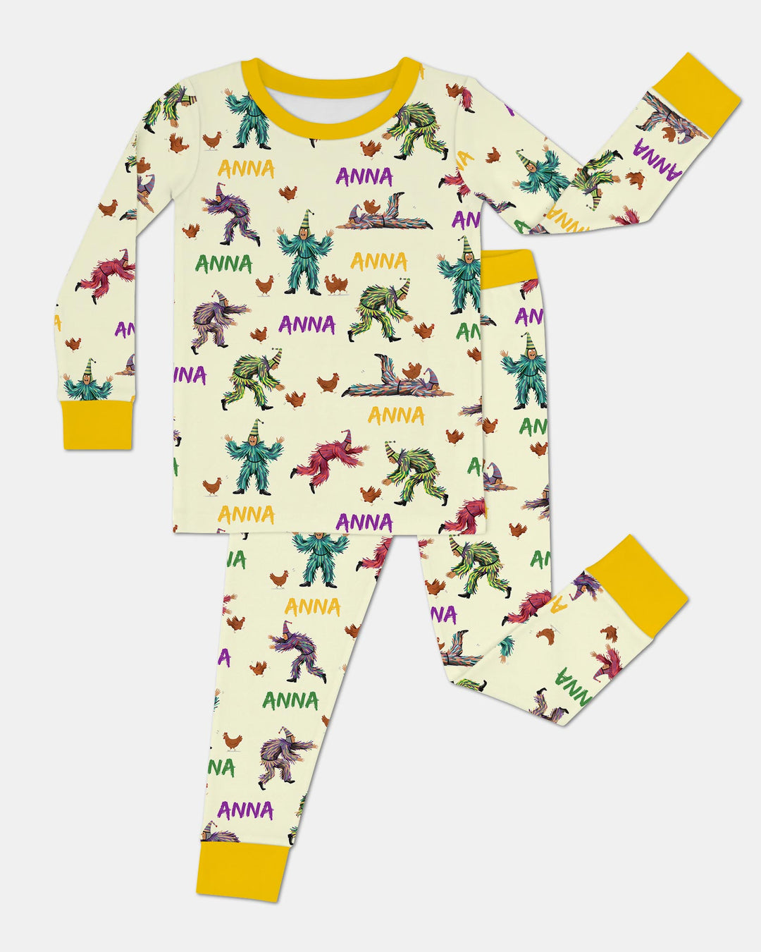 Zweiteiliges Langarm-Pyjama-Set mit Sommerfrüchten