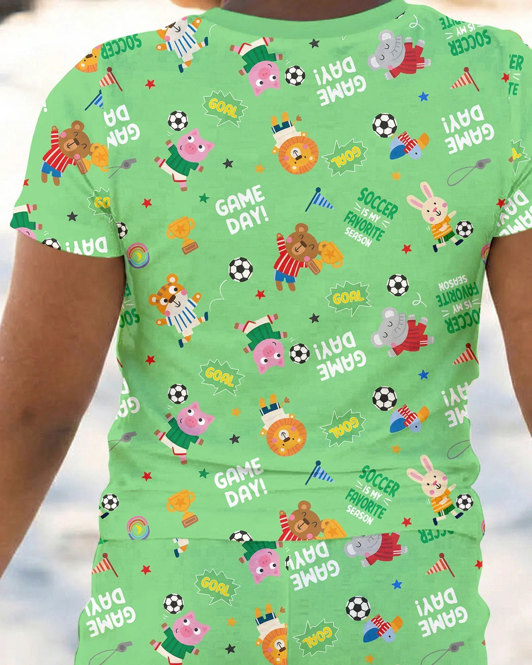 The World Cup Soccer Animals Bamboo Two Piece Short Sleeve Pajama Set