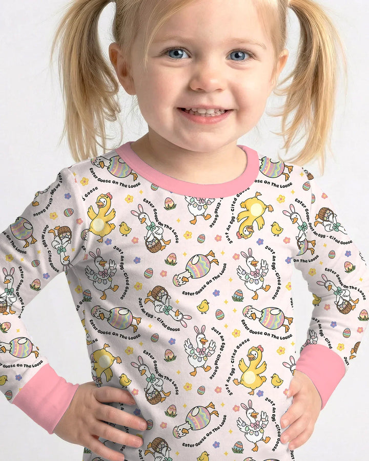 Easter Goose Family Matching Two Piece Long Sleeve Pajama Set