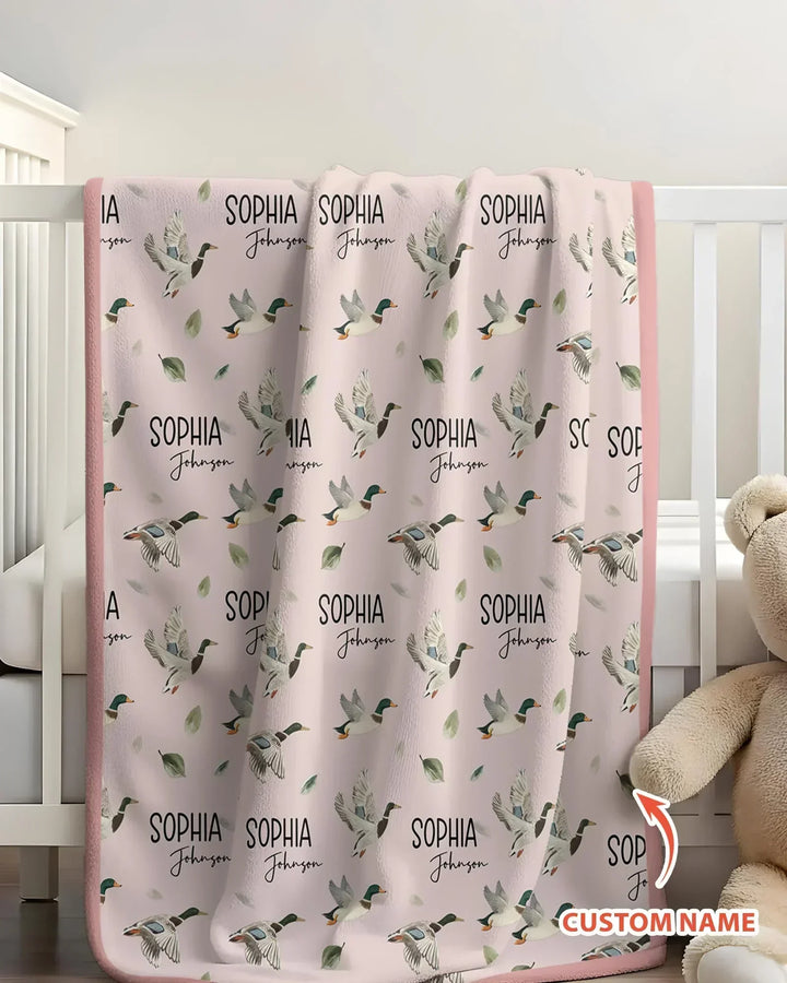 Custom Name Mallard Duck Bamboo Blanket