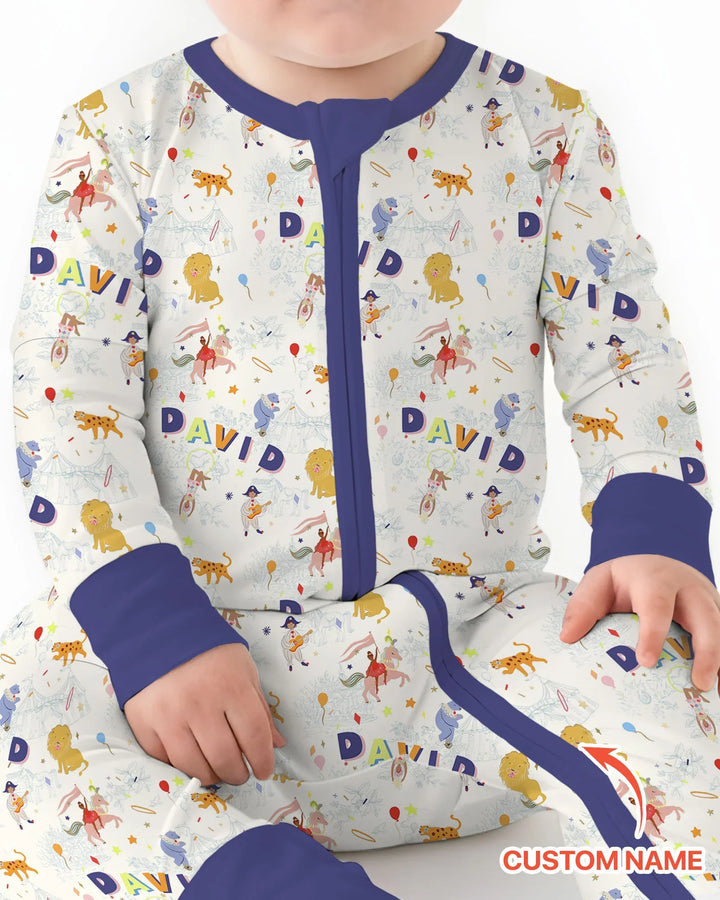Custom Name Circus Toile Bamboo Convertible Zippy