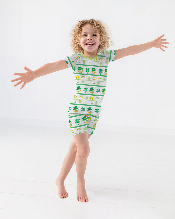 Happy Saint Patrick's Day Two Piece Short Sleeve Shorts Pajama Set