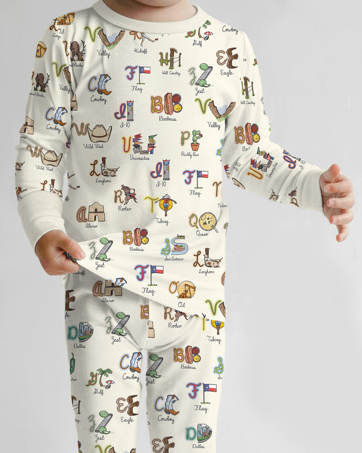 Texas Alphabet Bamboo Two Piece Long Sleeve Pajama Set
