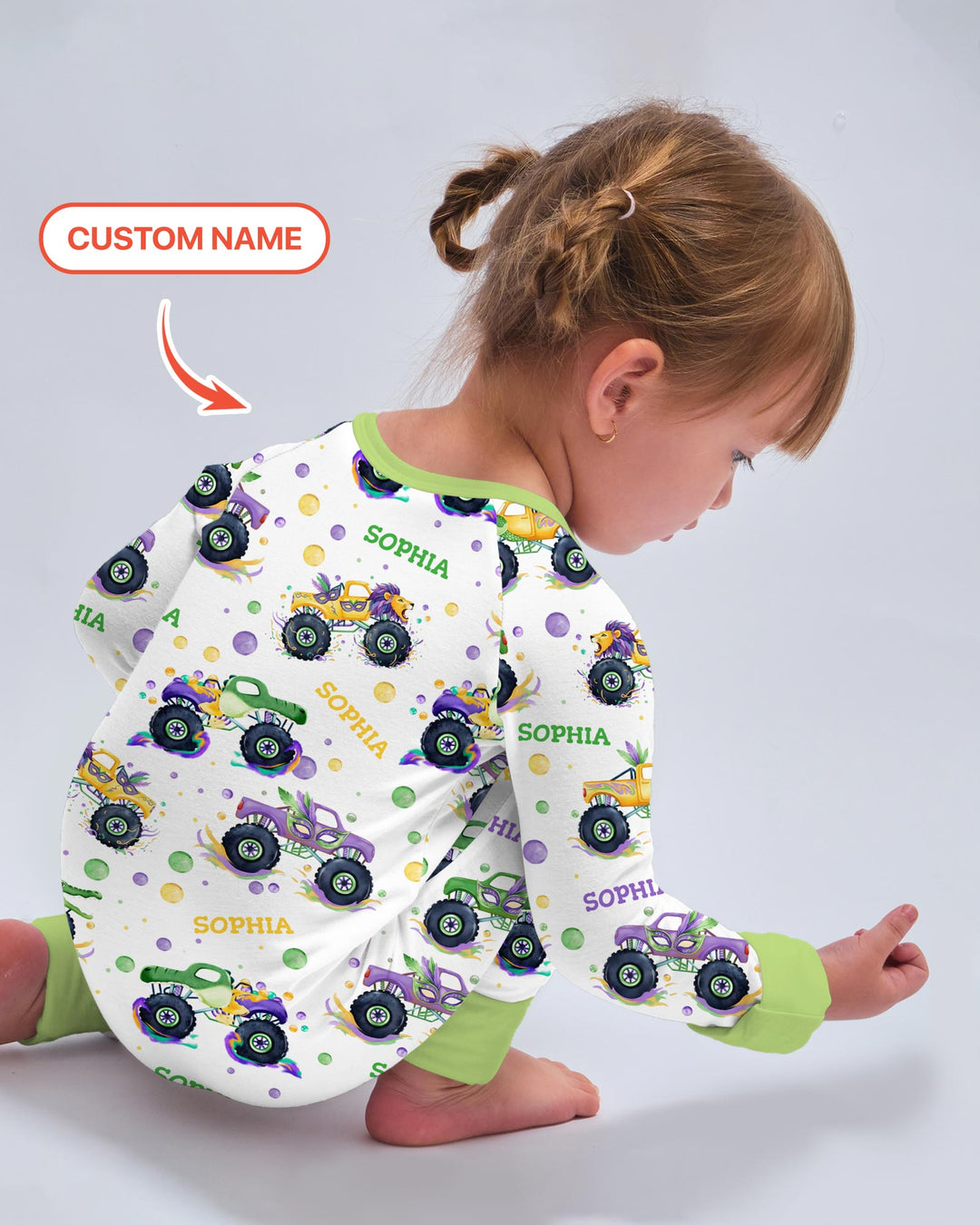 Custom Name Mardi Gras Monster Trucks Convertible Zippy