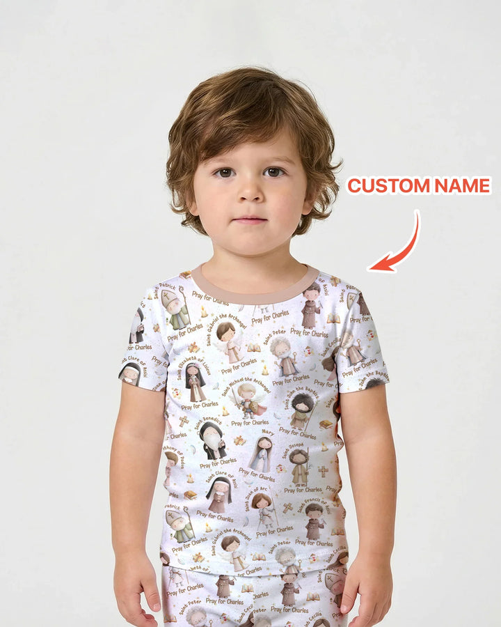 Pray For Me Custom Name Bamboo Two Piece Short Sleeve Shorts Pajama Set