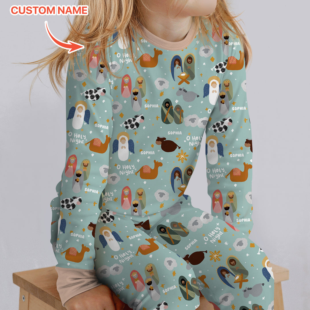 Zweiteiliges Langarm-Pyjama-Set mit Sommerfrüchten