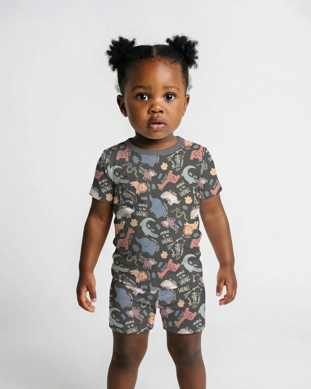 Funny African Animals Two Piece Short Sleeve Shorts Pajama Set