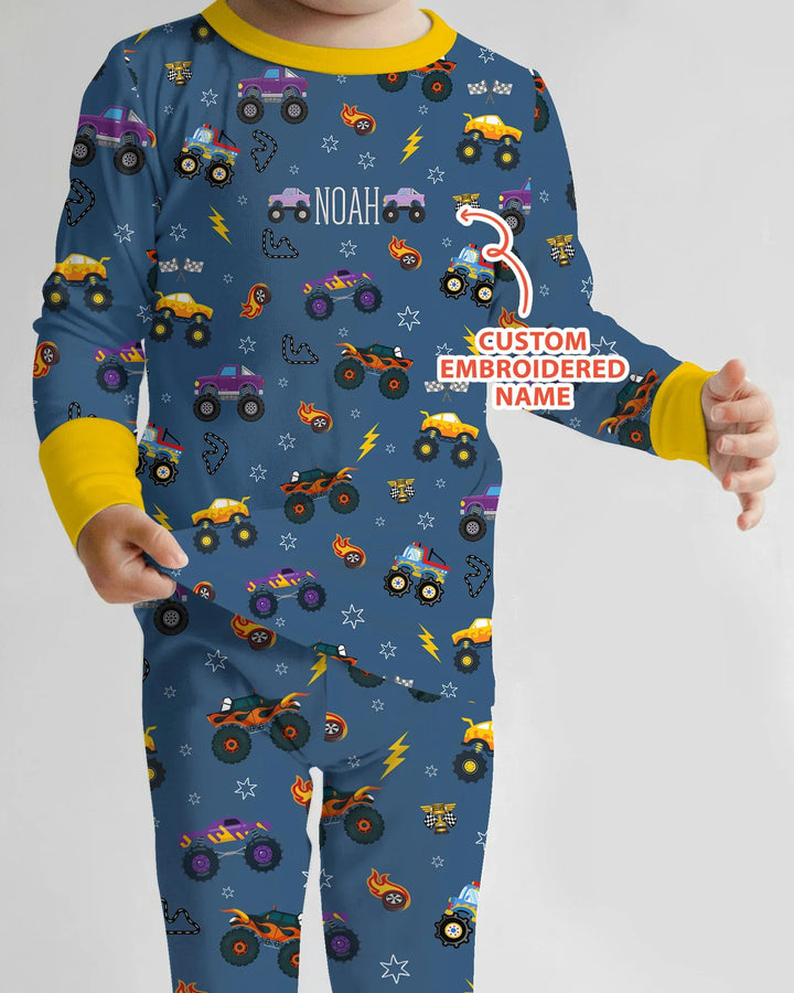 Zweiteiliges Langarm-Pyjama-Set mit Sommerfrüchten