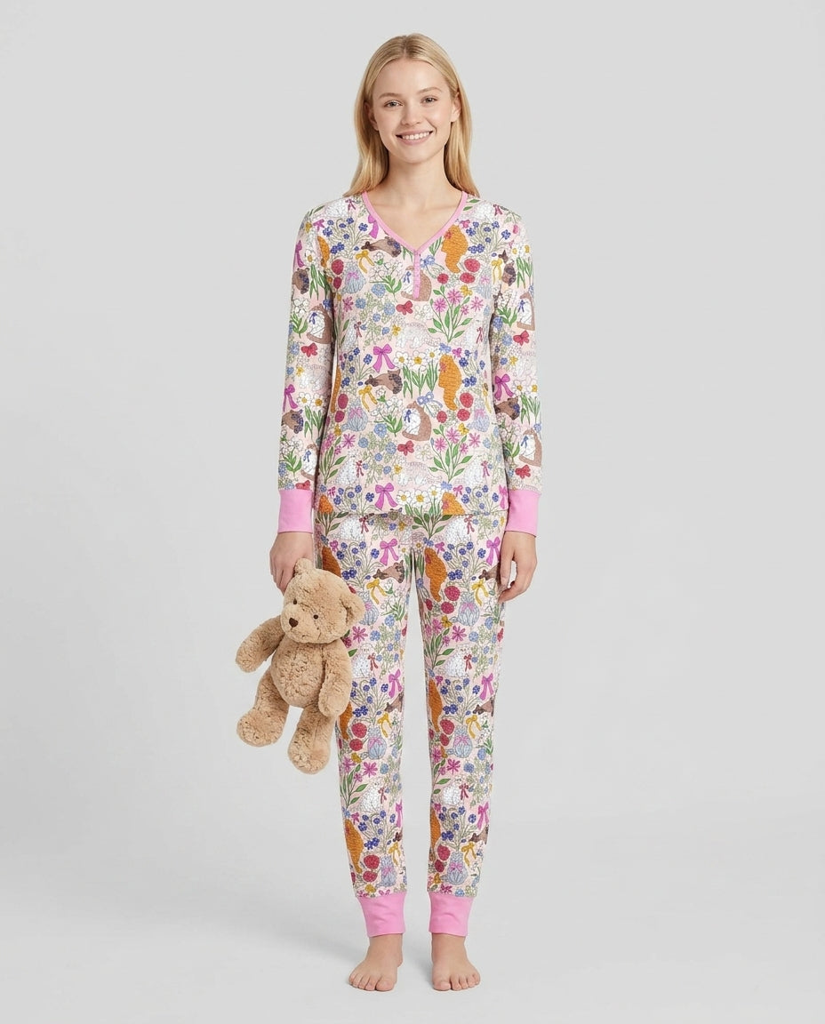 The Garden Cattery Mommy & Me Matching Bamboo Women Pajama Set
