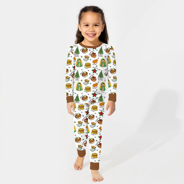 Zweiteiliges Langarm-Pyjama-Set mit Sommerfrüchten