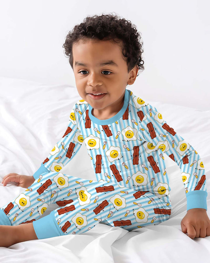 Conjunto de pijama de dos piezas de bambú de manga larga Breakfast Club