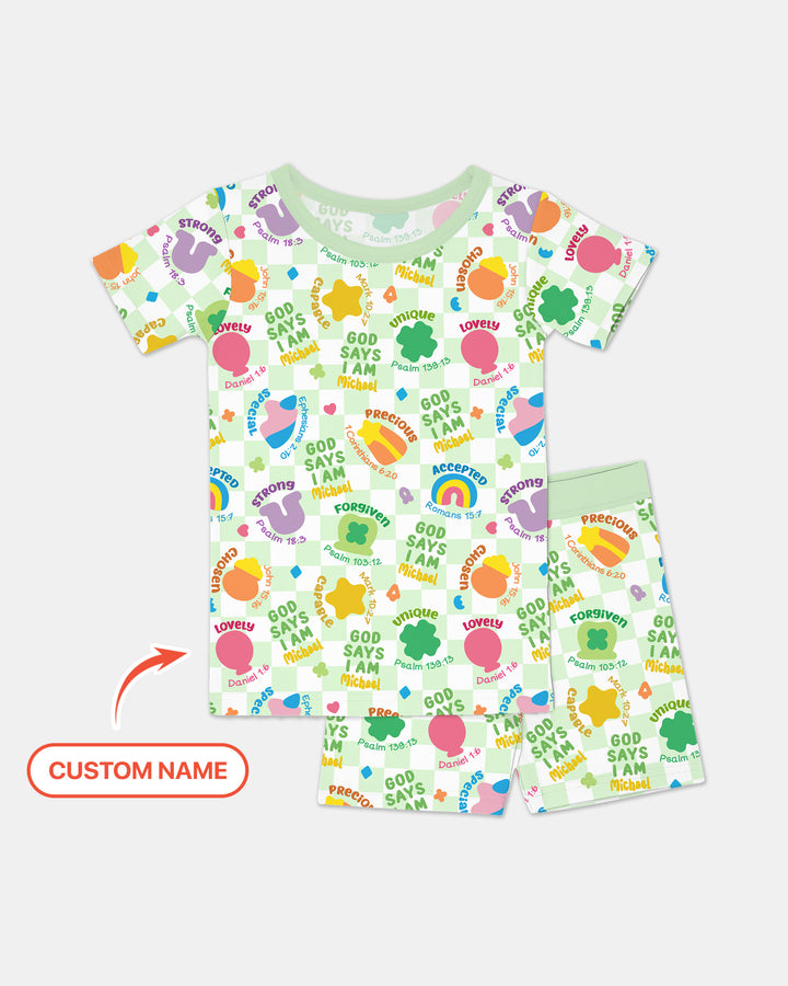 Zweiteiliges Pyjama-Set mit kurzen Ärmeln und Shorts im Sommer-Design