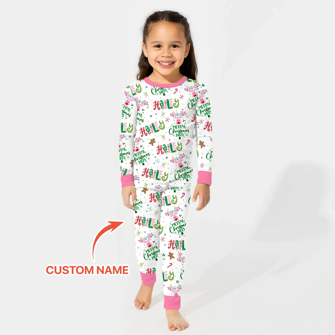 Custom Name "Whimsical Little Things" Two Piece Long Sleeve Pajama Set