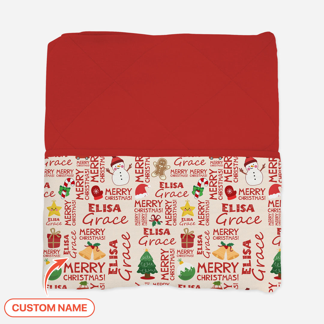Benutzerdefinierter Name Frohe Weihnachten Quilt Decke