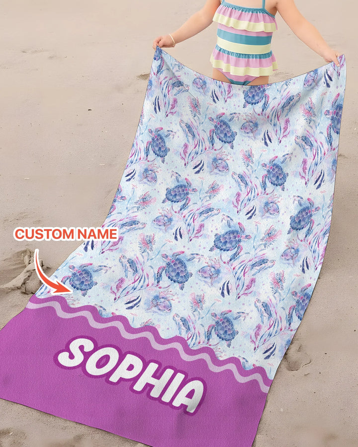 Little Turtles Family Matching Bamboo Beach Towel
