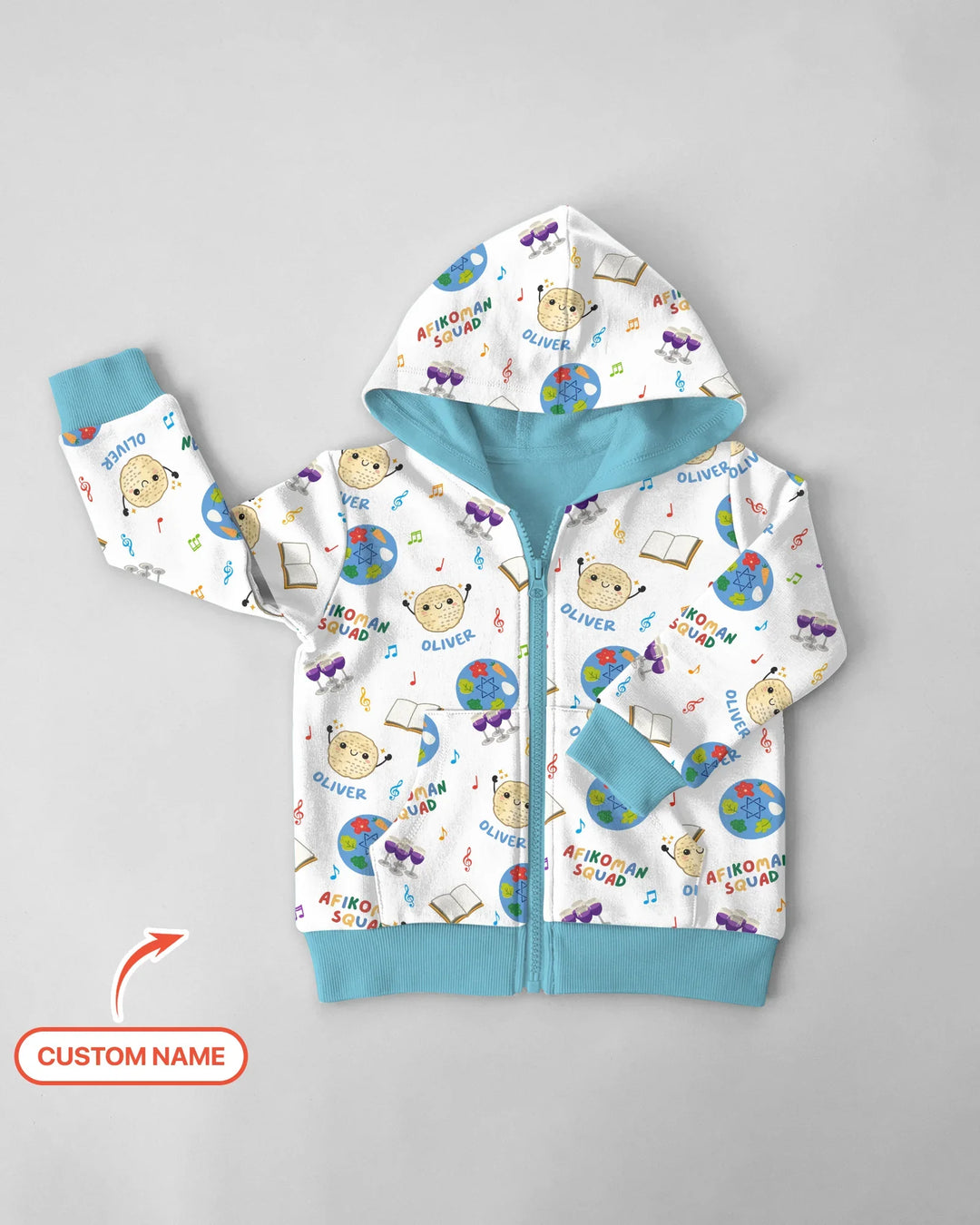 Custom Name Passover Afikoman Squad Zip Hoodie