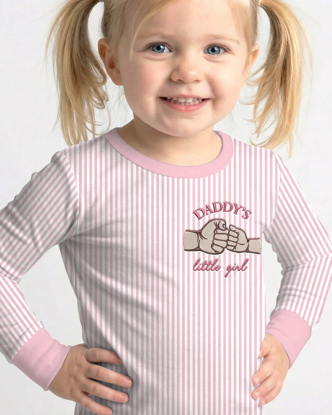 Embroidered Daddy's Little  Bamboo Two Piece Long Sleeve Pajama Set