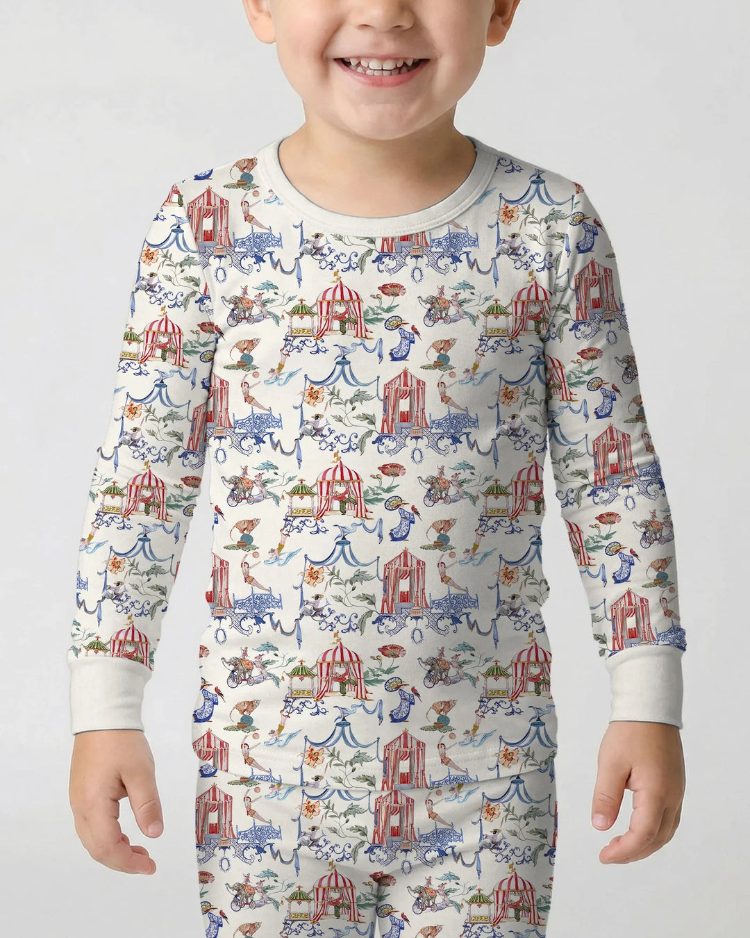 Vintage Lousiana Circus Toile Family Matching Bamboo Two Piece Long Sleeve Pajama Set