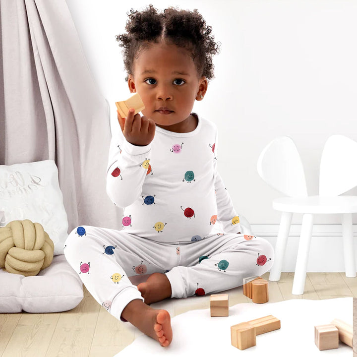 Colorful Happy Dots Two Piece Long Sleeve Pajama Set