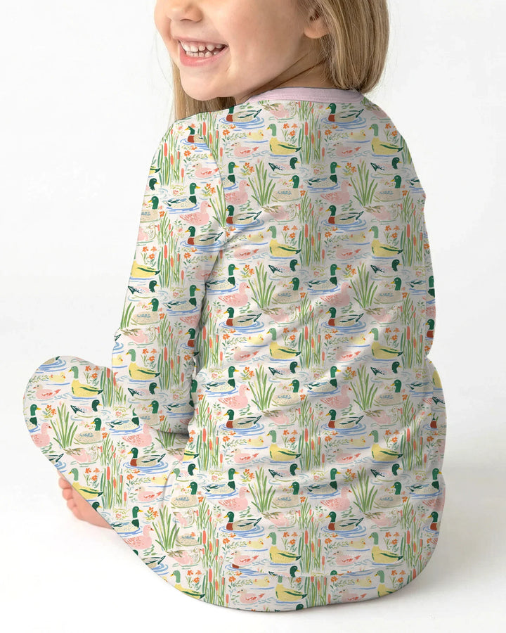 Whimsical Mallard Duck Bamboo Two Piece Long Sleeve Pajama Set