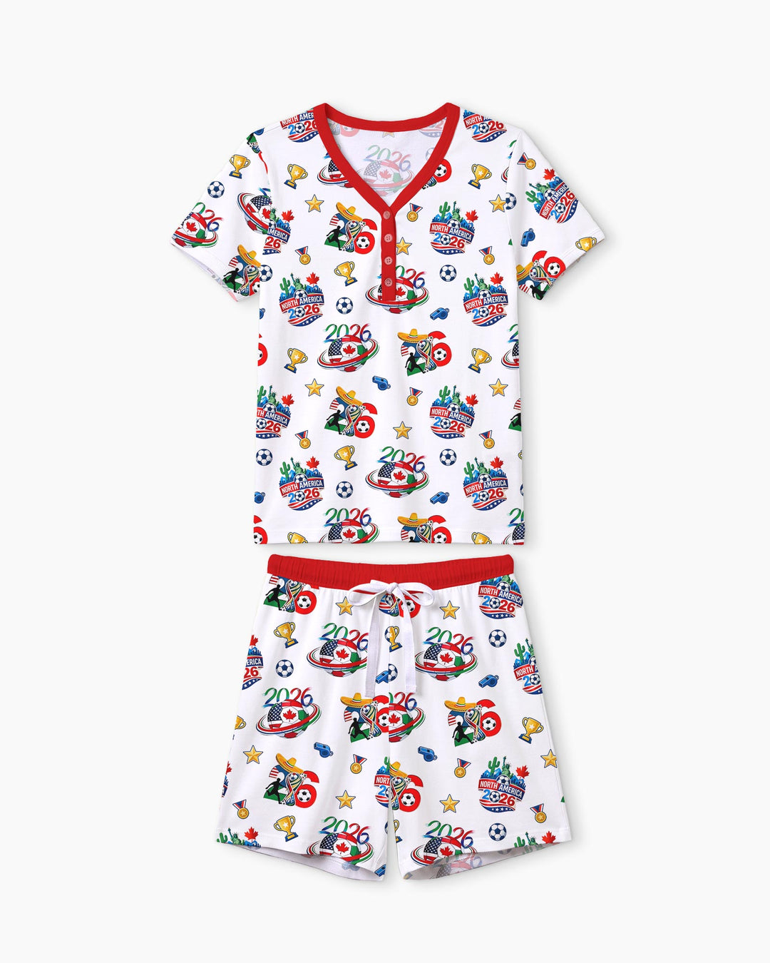 World Soccer North America 2026 Family Matching Bamboo Women Short Sleeve Short Pajama Set
