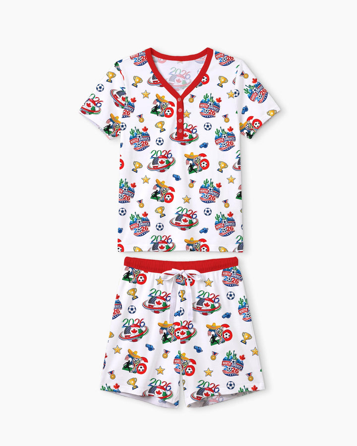 World Soccer North America 2026 Family Matching Bamboo Women Short Sleeve Short Pajama Set
