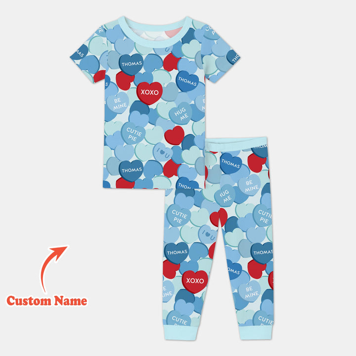 Valentine Candy Crush Family Matching Two Piece Short Sleeve Pajama Set