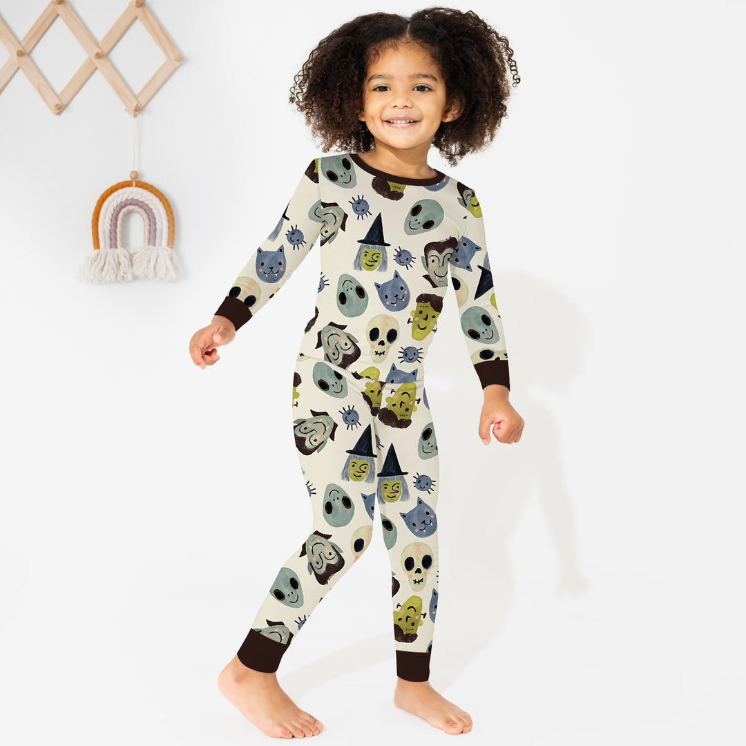 Halloween Face Two Piece Long Sleeve Pajama Set