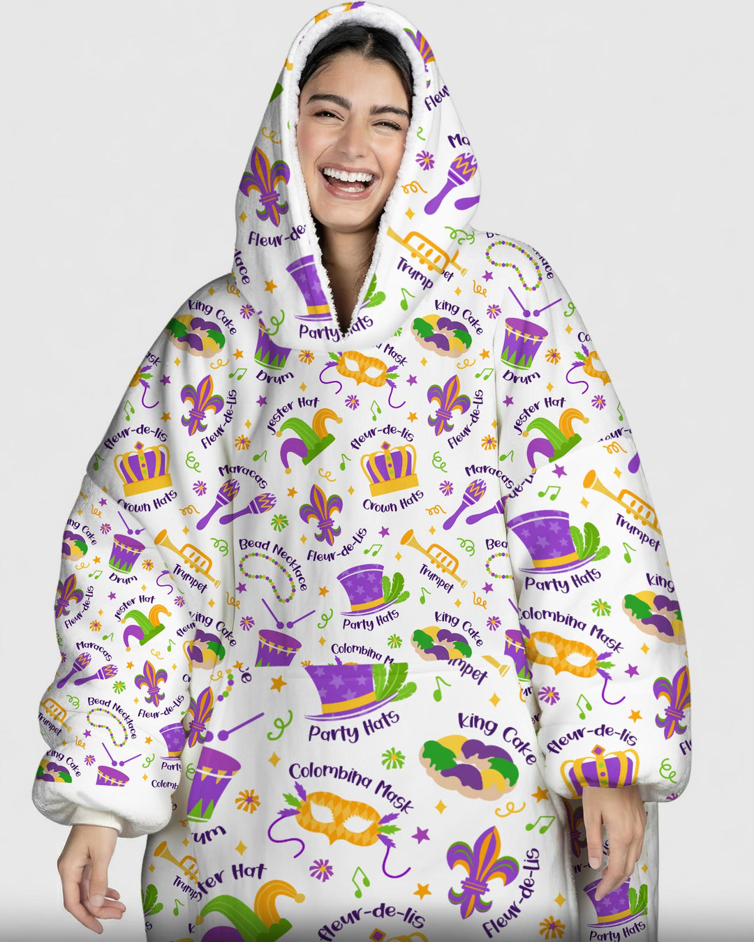 Mardi Gras Family Matching Blanket Hoodie
