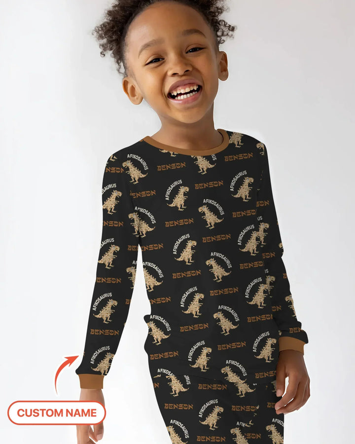 Custom Name Afikosaurus Two Piece Long Sleeve Pajama Set