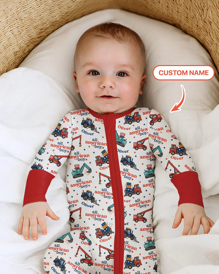 Custom Name All-American Boy Bamboo Convertible Zippy