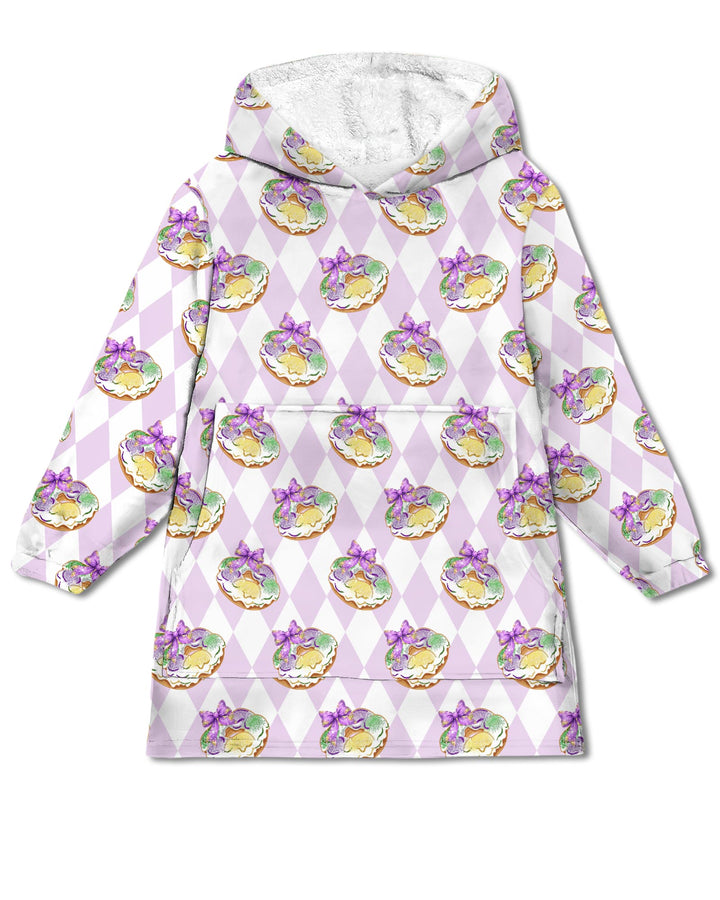 Mardi Gras Donut Wearable Blanket Hoodie