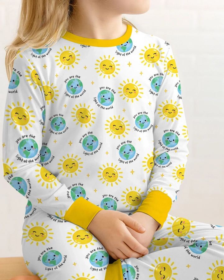 Matthew 5:14 Light of the World Bamboo Two Piece Long Sleeve Pajama Set