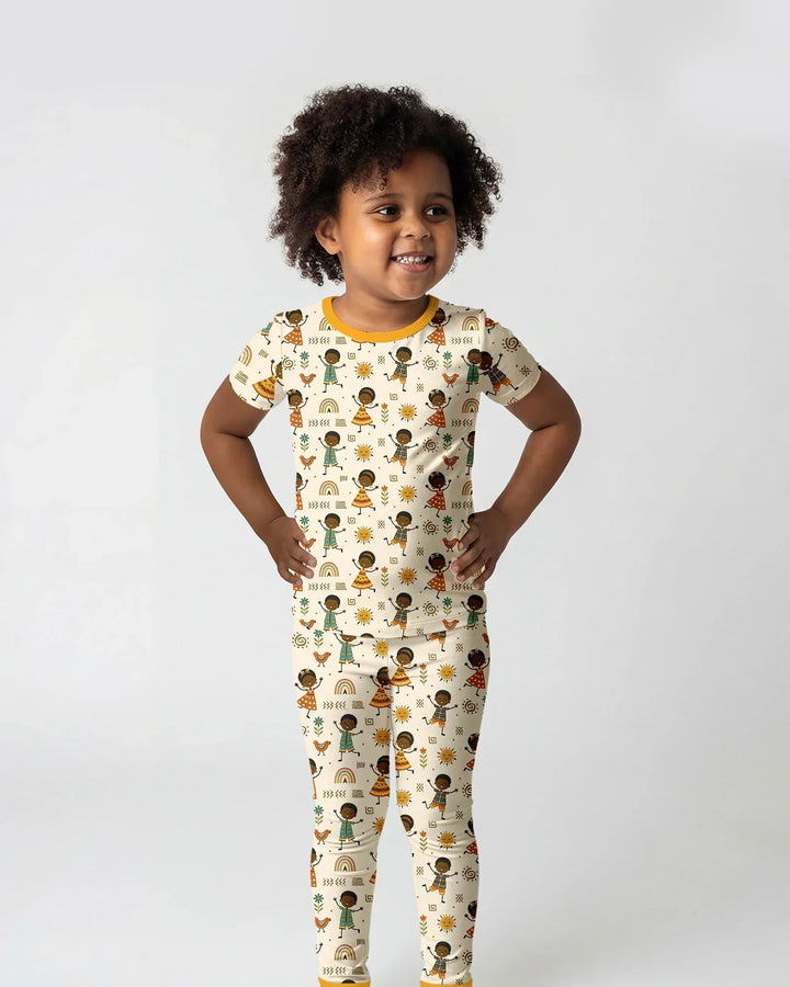 Zweiteiliges, kurzärmliges Pyjama-Set mit Marienkäfern