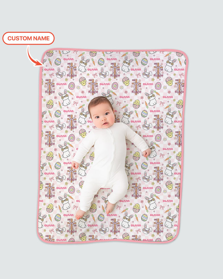 Custom Name Retro Easter Blanket