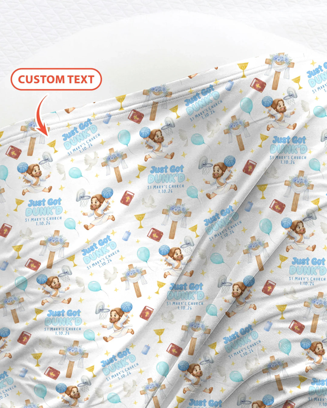Custom Name Baptism Just Got Dunk'd swaddle blanket