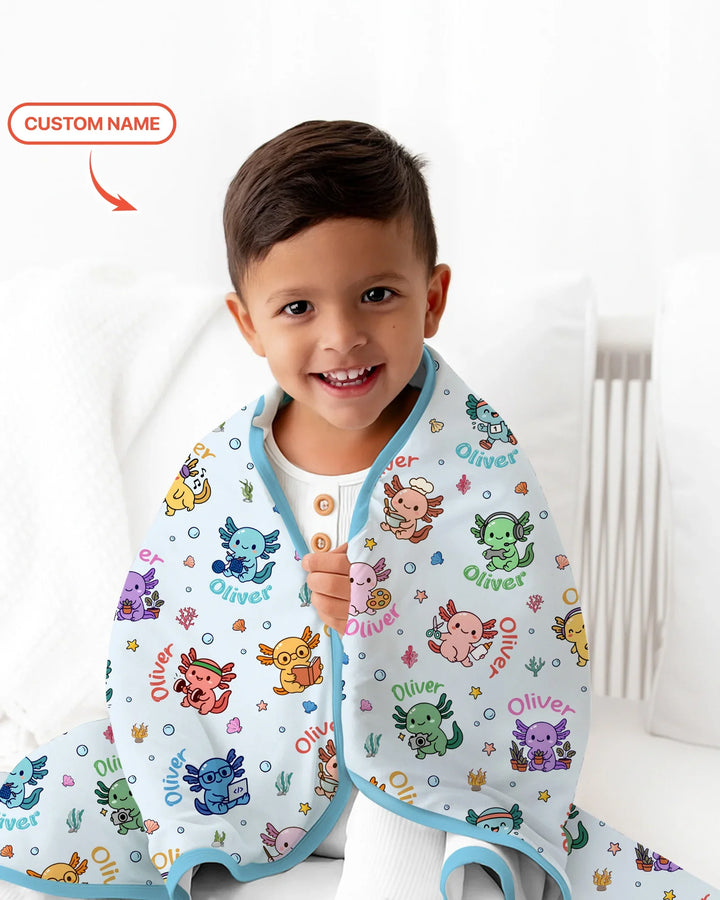 Custom Name Cute Hobby Axolotl Blanket