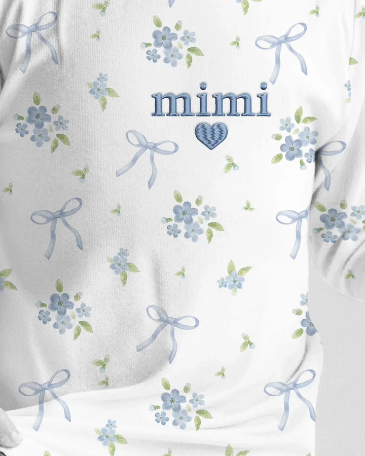 Mommy and Me Matching Embroidered Baby Bamboo Two Piece Long Sleeve Pajama Set