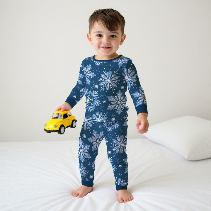 Winter Snowflakes Two Piece Long Sleeve Pajama Set