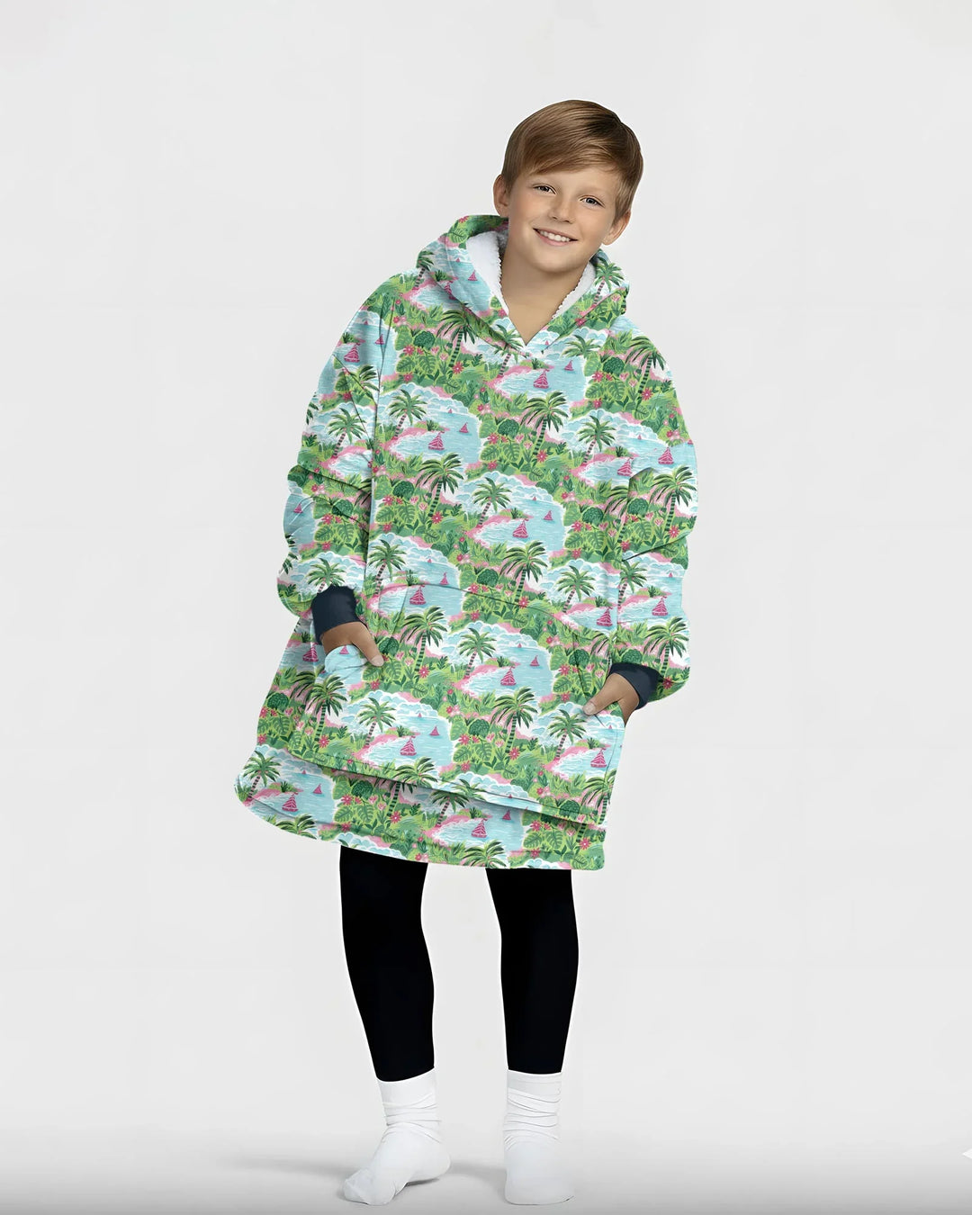 Preppy Coast Beach Club Wearable Bamboo Blanket Hoodie